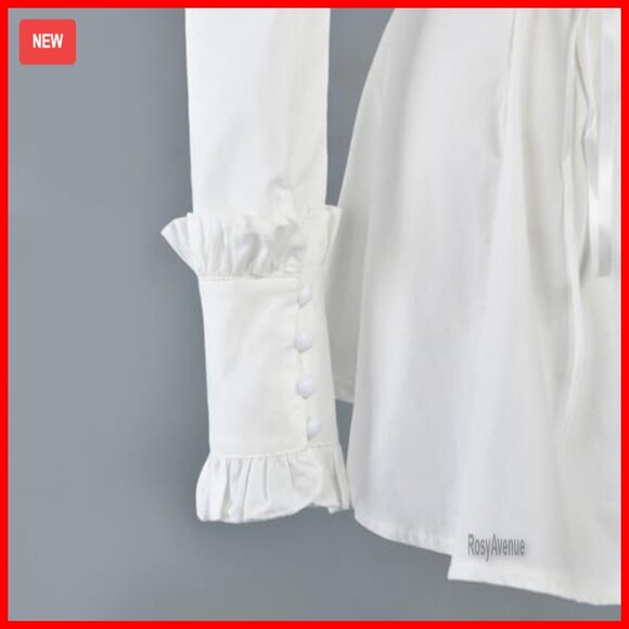 Victorian Gothic Cotton Blouse with Lace-Up Back and Ruffles - Picture 2 of 7